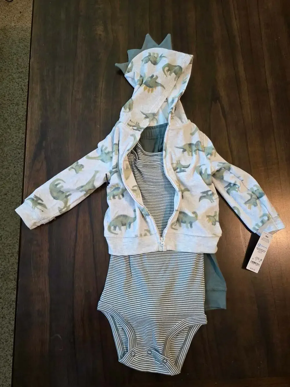 Carter's Child of Mine Baby Boy 3-Piece Dinosaur Hooded Set